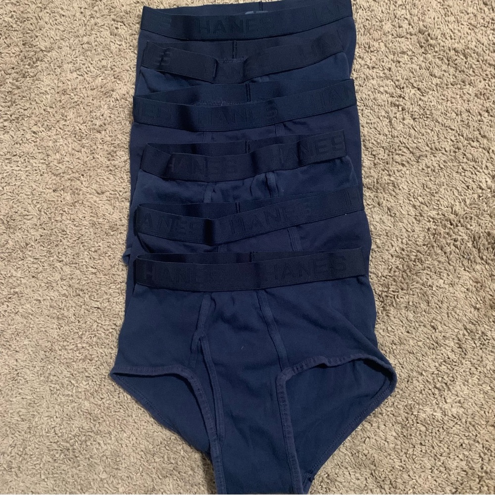 Men’s Hanes Underwear Briefs Navy Blue Medium NEW 6 Pairs Bundle Lot